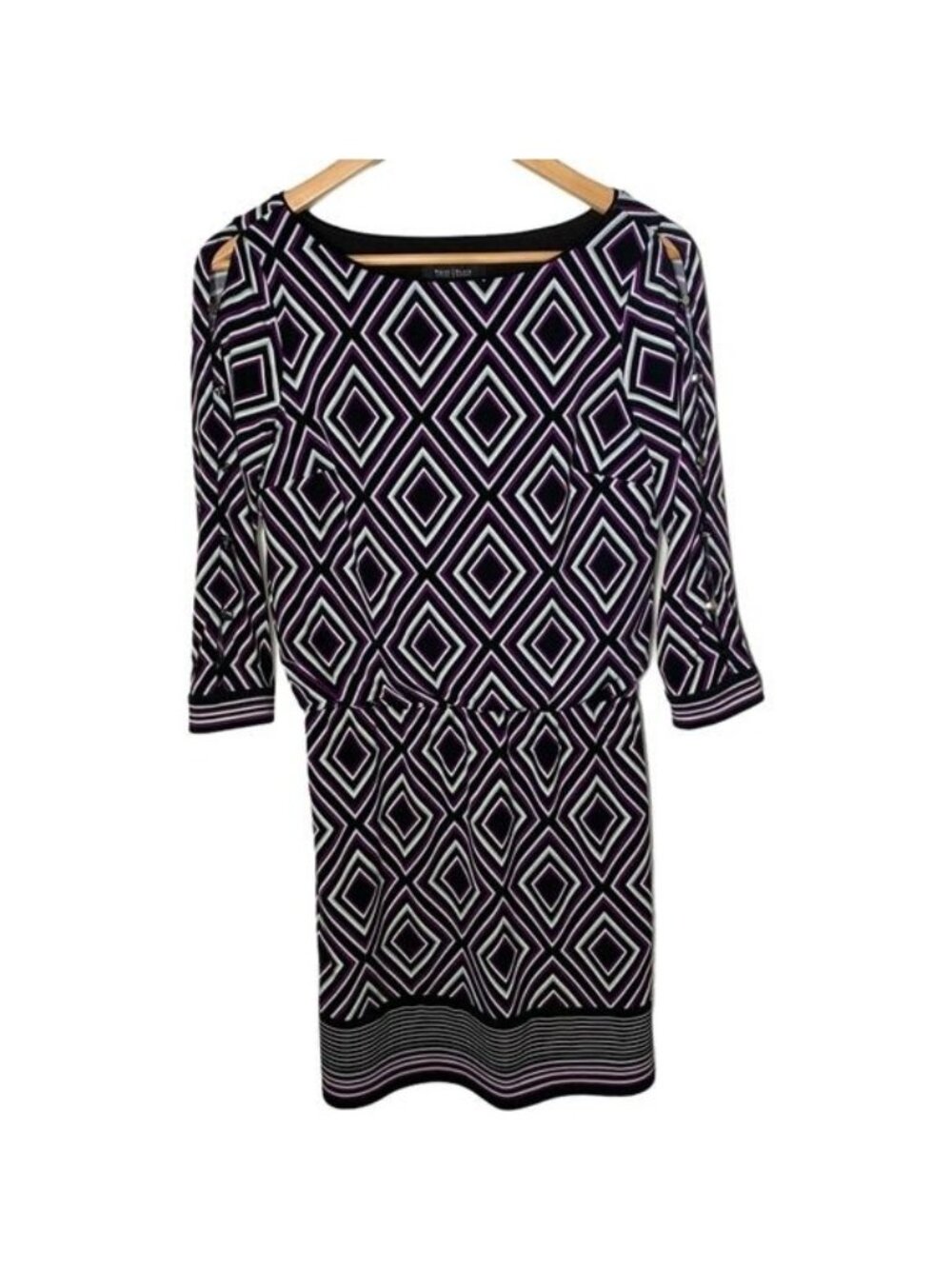 White House Black Market Sheath Dress XS Black Purple Geometric